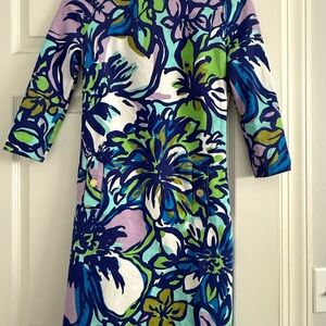 Lilly Pulitzer Vibrant Floral Long Sleeve Dress - Blue, Green, Purple